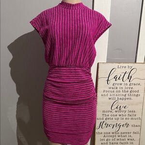 Elegant Pink & black Striped Dress